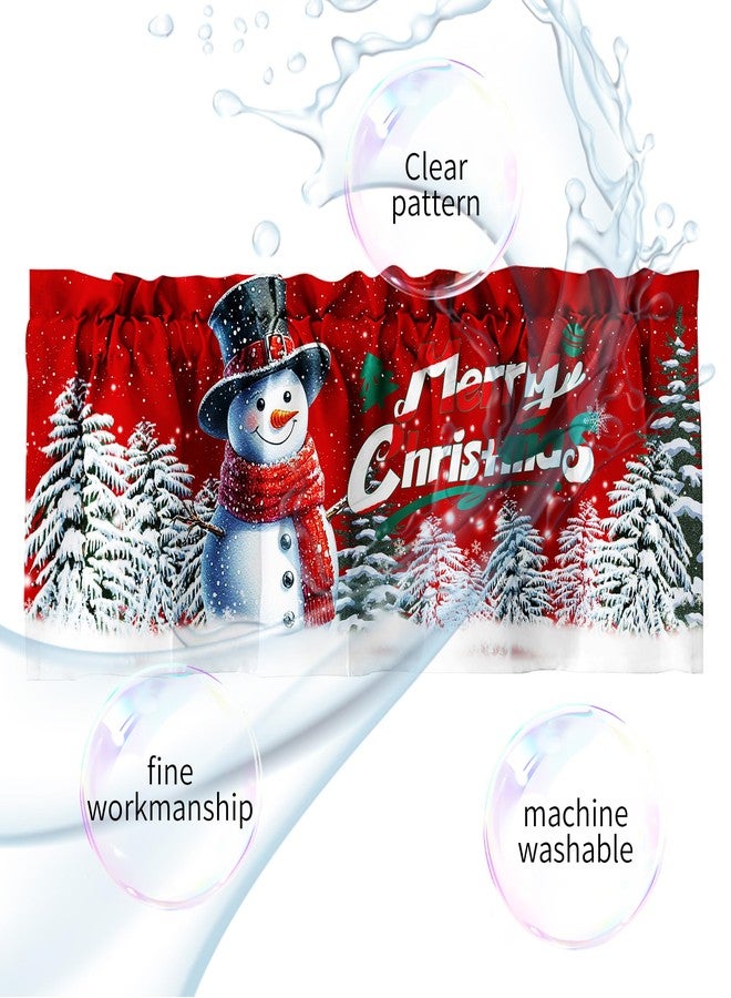 SUNWISHA Christmas Curtain Valances Set 52x18'' - Snowflake Christmas Classic Merry Christmas Window Curtains Kitchen/Bathroom/Laundry Decor, Winter Holiday Home Valances Red - Image 4